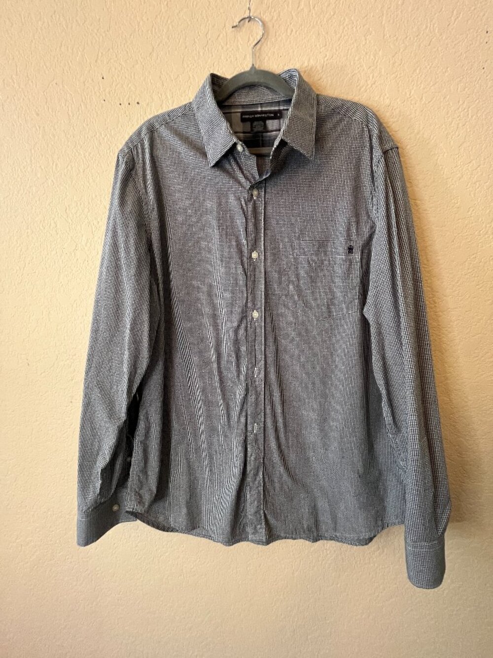 Men's French Connection Black and White Checkered Shirt size large